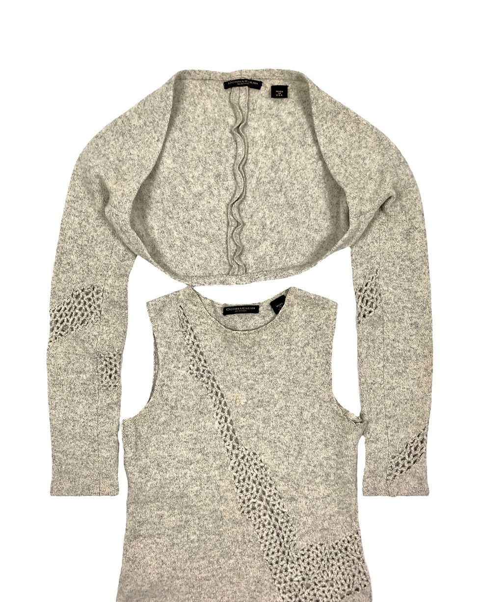 DKNY 90S 2 PIECE MESH KNIT SWEATER