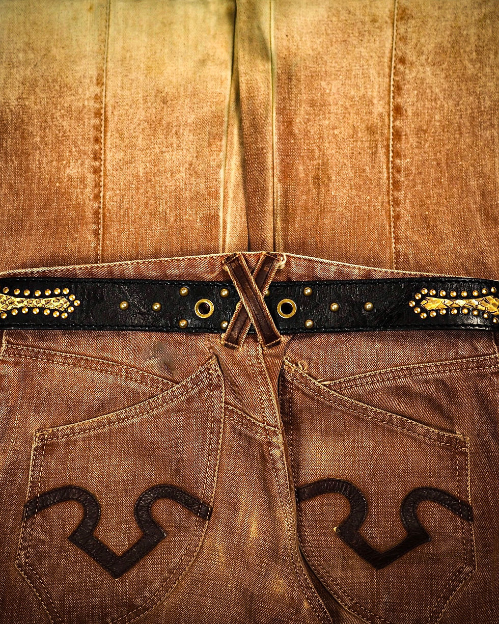 Thumbnail: DOLCE & GABBANA STUDDED SNAKESKIN PATCH BELT
