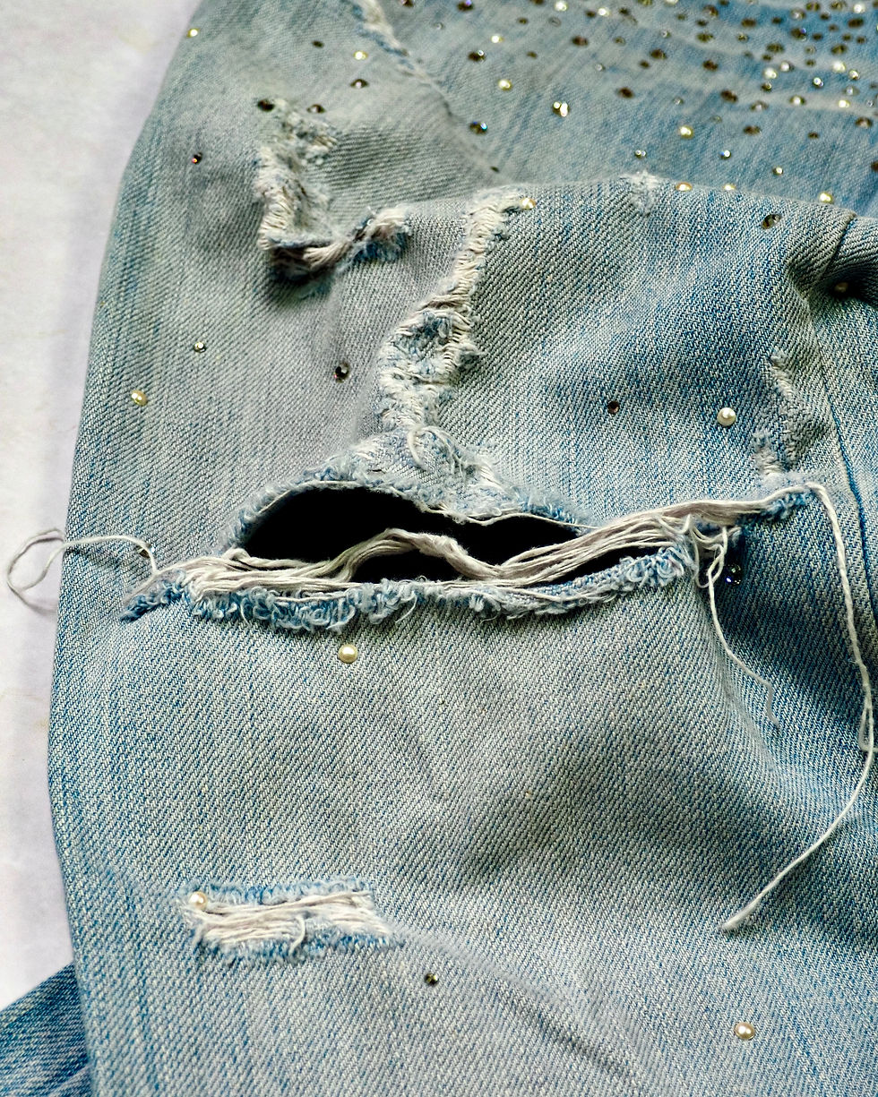 Thumbnail: DOLCE & GABBANA DISTRESSED DIAMANTÉ JEANS