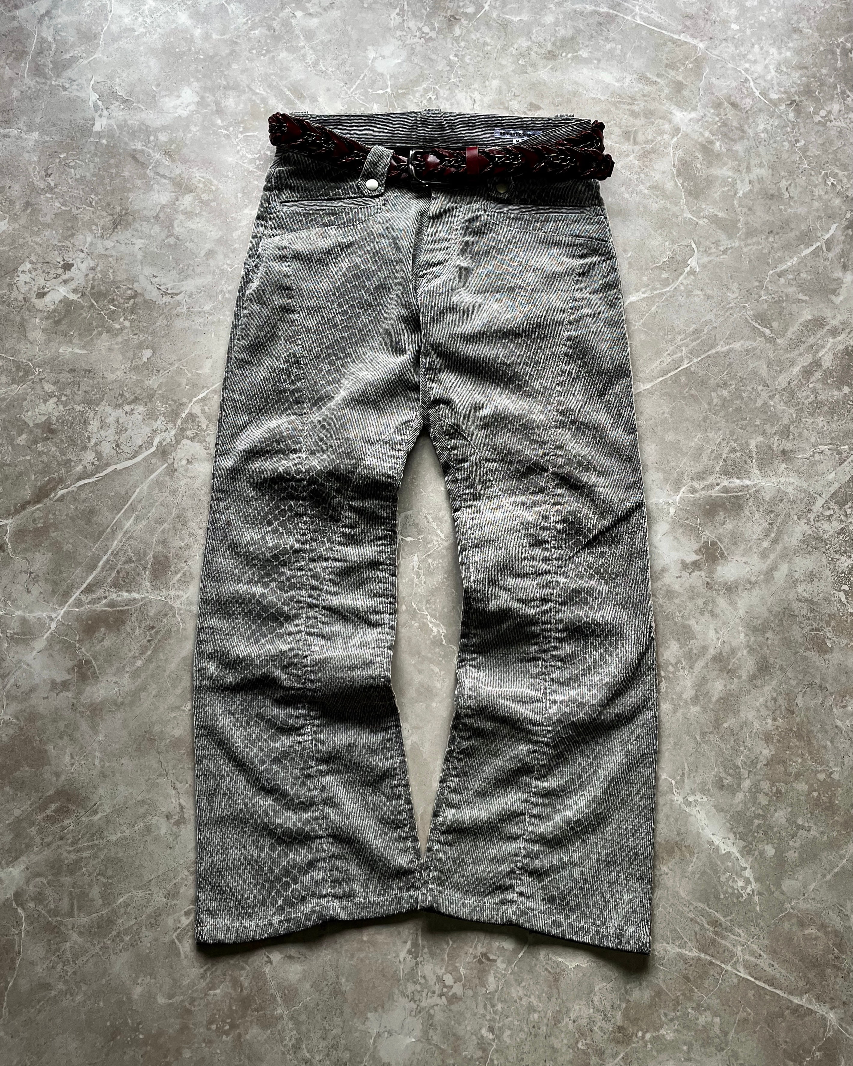 SEMANTIC DESIGN WOVEN SNAKESKIN PANELLED PANTS