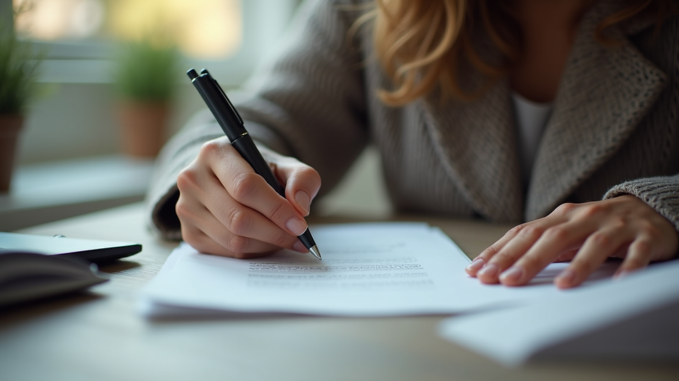Close-up view of a person writing notes during an online therapy session