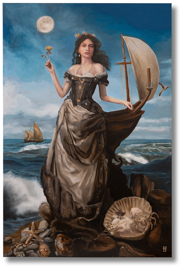 beautiful goddess stepped ashore, die schöne Göttin Venus kommt an Land