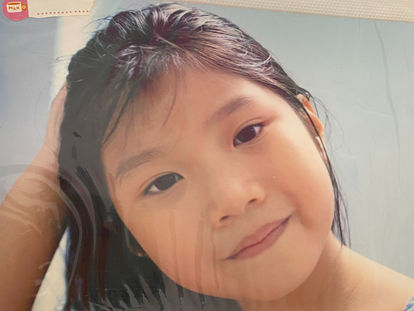 a little Vietnamese girl with long hair and innocent eyes