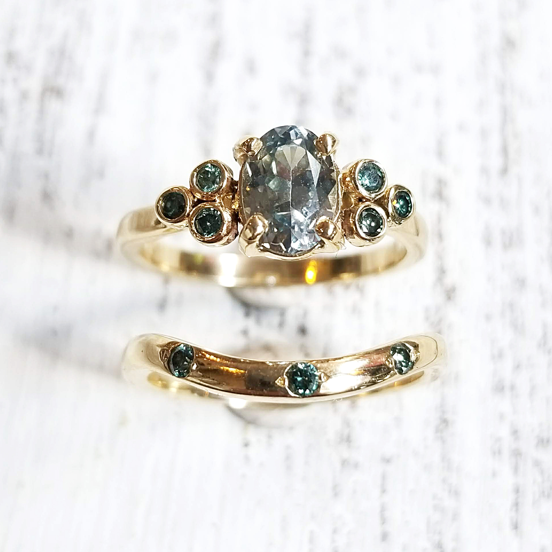 Montana Sapphire & Blue Diamond Ring