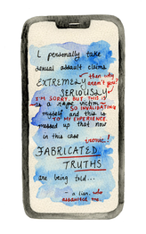 A screenshot painting by Shannon Li depicting a instagram story text which has been annotated.