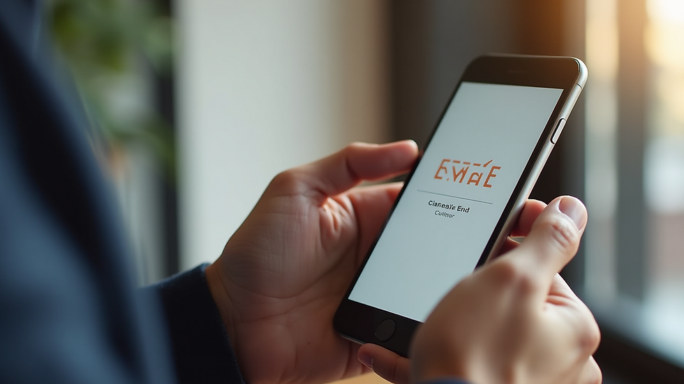 Eye-level view of a customer receiving a personalized email on a smartphone