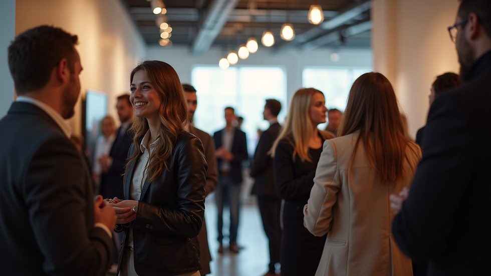 Close-up view of a community event with people networking