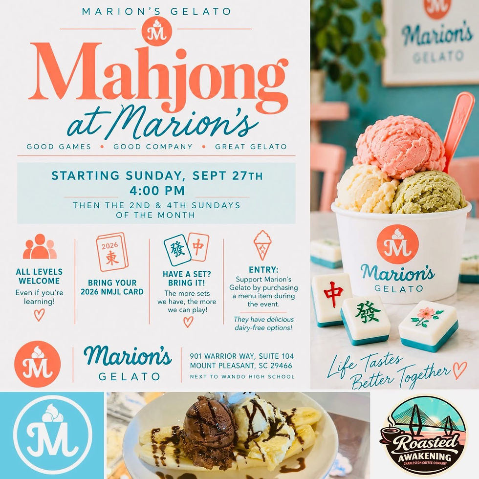 Join us at Marion’s Gelato for our first official Mahjong game night starting at 4 PM!