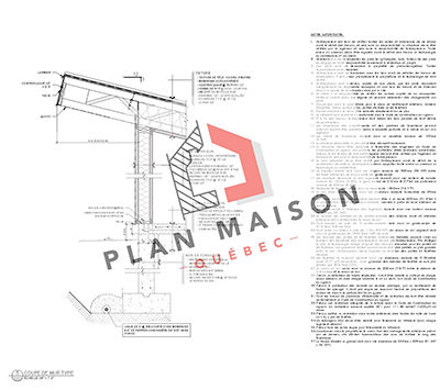 Chalet/Maison en bois - Plan de coupe de mur typique