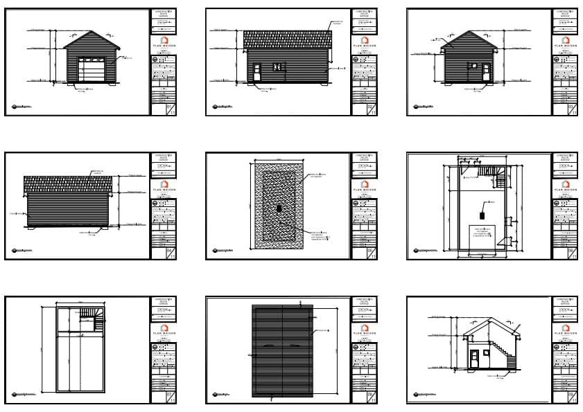 garage moderne en bois avec mezzanine et toit double pente plans techniques