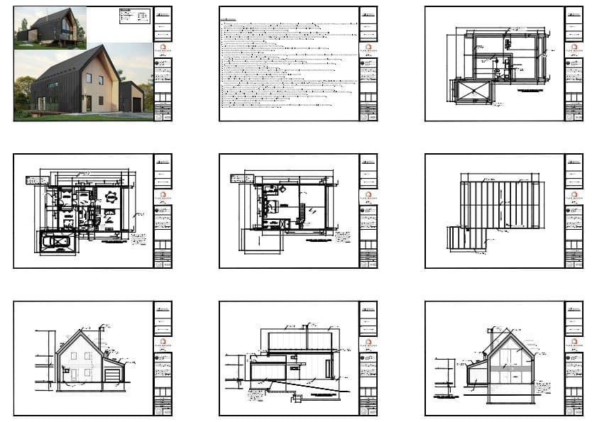 Plans techniques d’une maison scandinave moderne au Québec