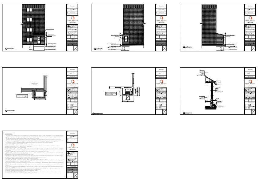 Plan d'élévation avant d'un ajout d'entrée à un immeuble existant.