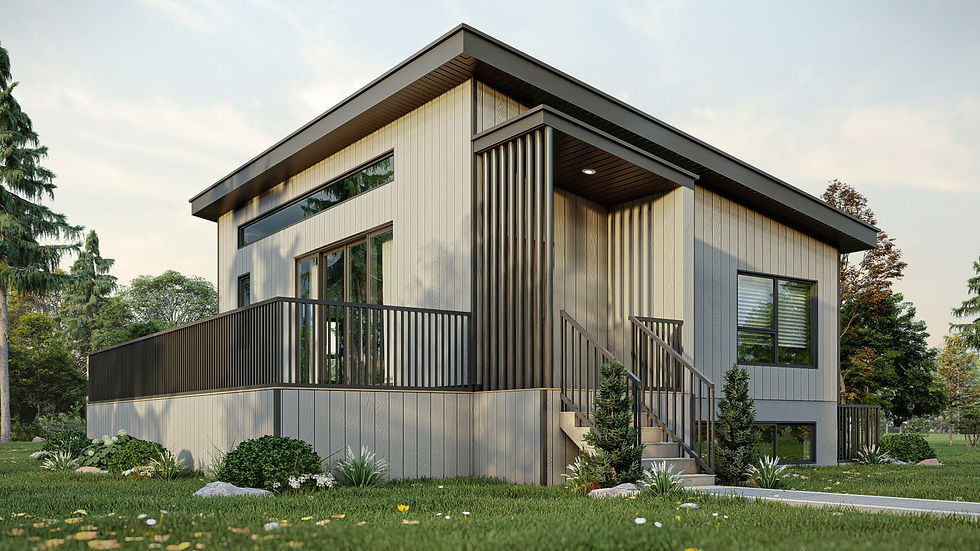 Plan de maison de 3 chambres moderne - Extérieur avant