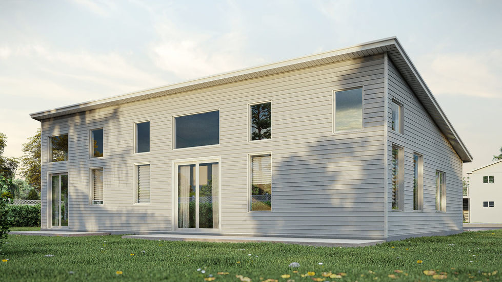 résidence de deux logements plain pied contemporaine façade arrière terrasse