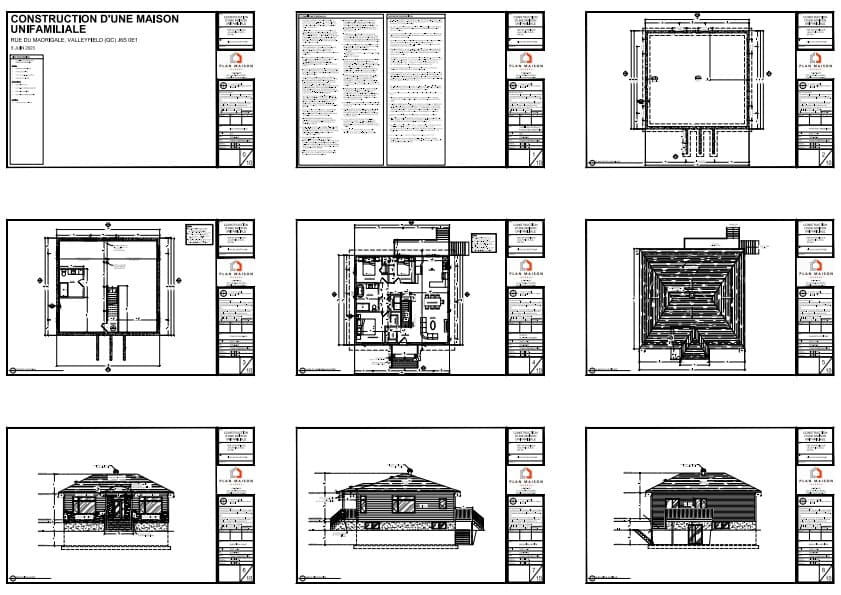 Plans techniques de maison contemporaine de plain-pied au Québec