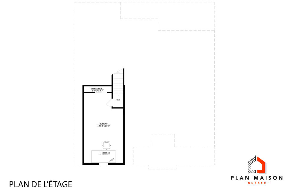 maison champêtre bureau étage espace travail fermé rangement