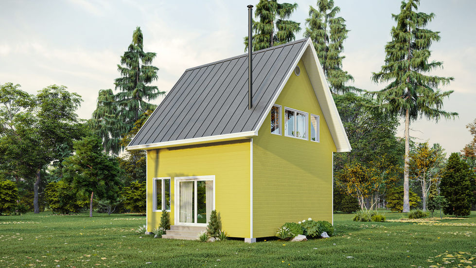 micro maison scandinave vue arrière architecture minimaliste