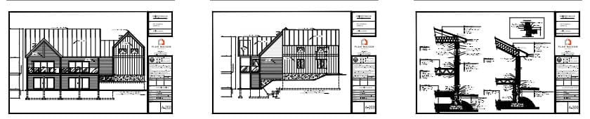 plans techniques maison contemporaine élévations coupes fondations construction
