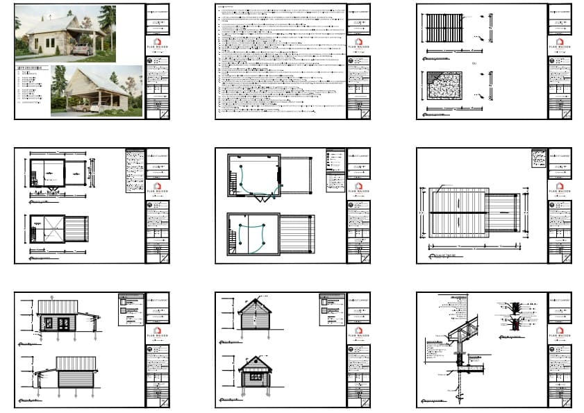 plans remise moderne avec carport intégré construction
