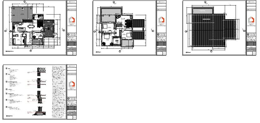 Plans de construction d'une maison contemporaine avec terrasse couverte et garage intégré