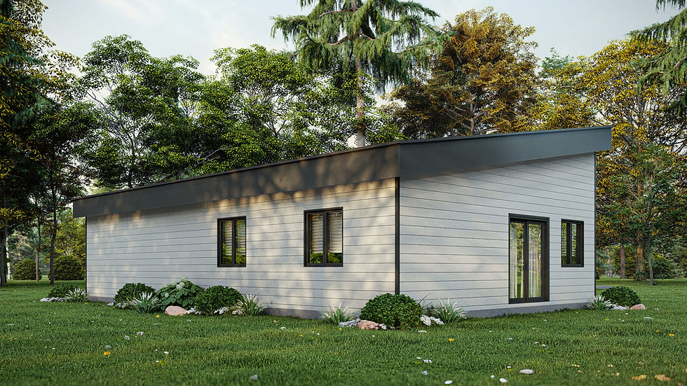 Plan de garage moderne avec salle de bain - Extérieur arrière