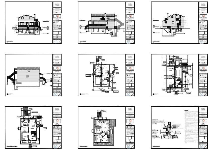Élévations d'une maison après transformation du sous-sol.