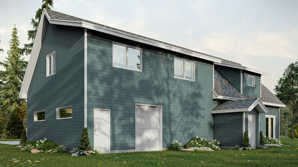 Transformation résidentielle avec garage double et chambres aménagées à l’étage