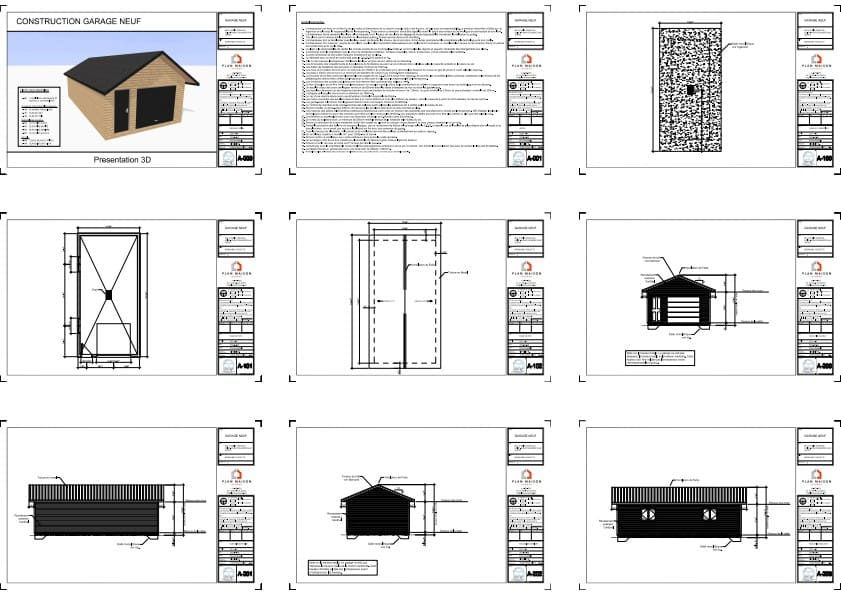 plans techniques garage en longueur 32x16 dessins construction garage