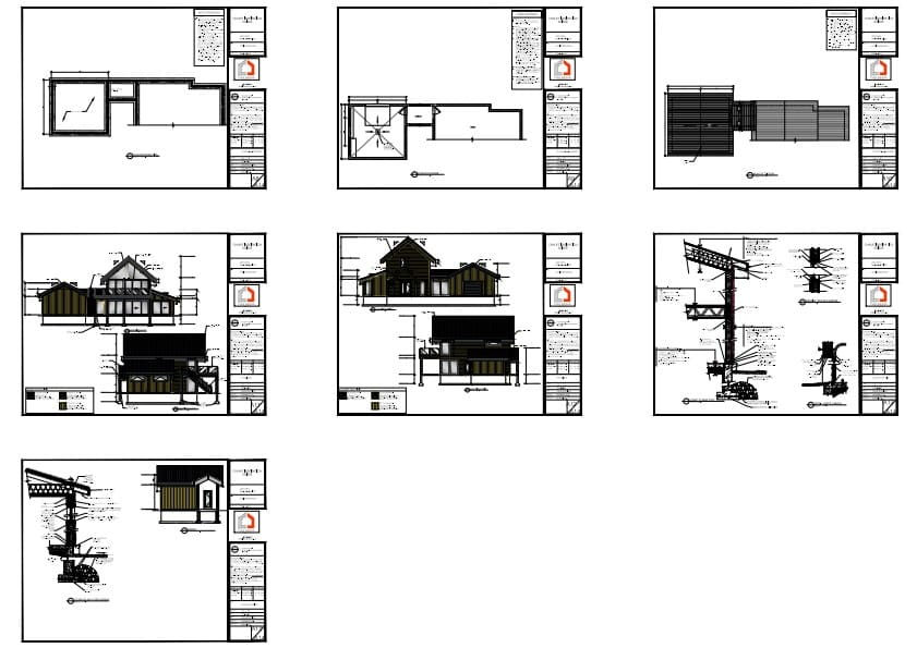 Détails structure maison bois moderne surélevée toiture inclinée