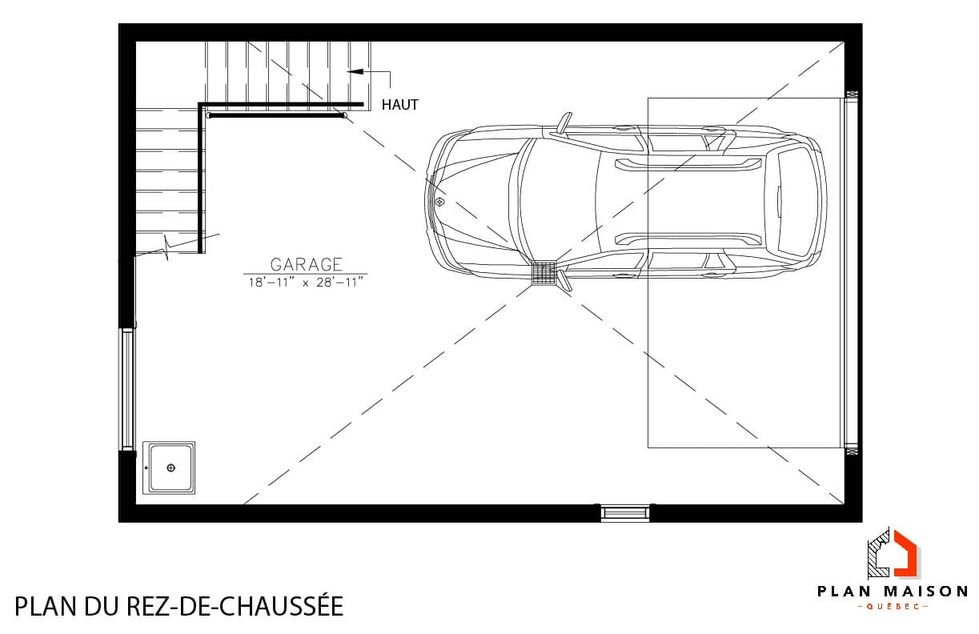 plan garage détaché farmhouse rez-de-chaussée avec stationnement