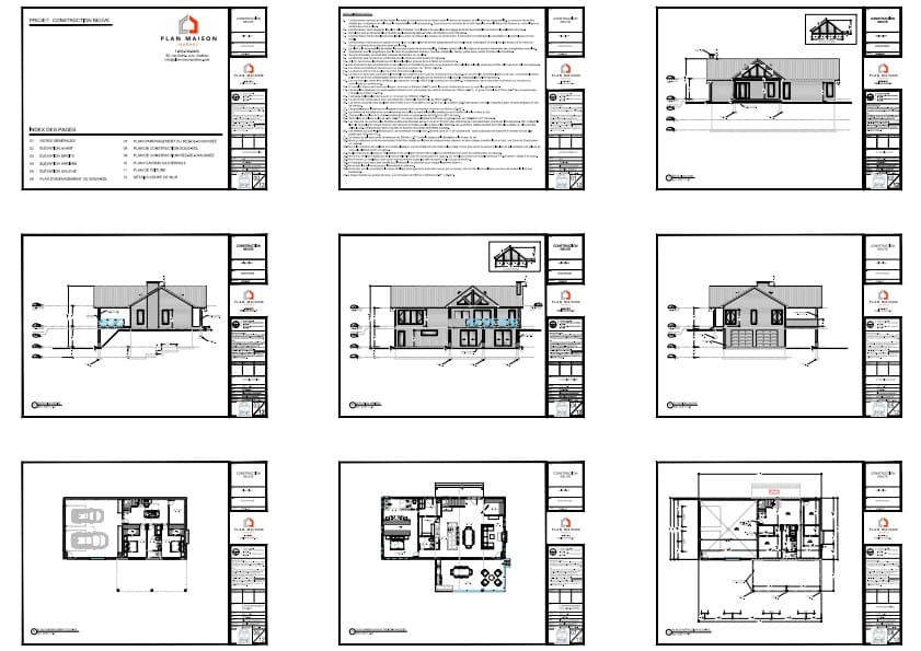 Élévations architecturales maison vues façades et proportions bâtiment