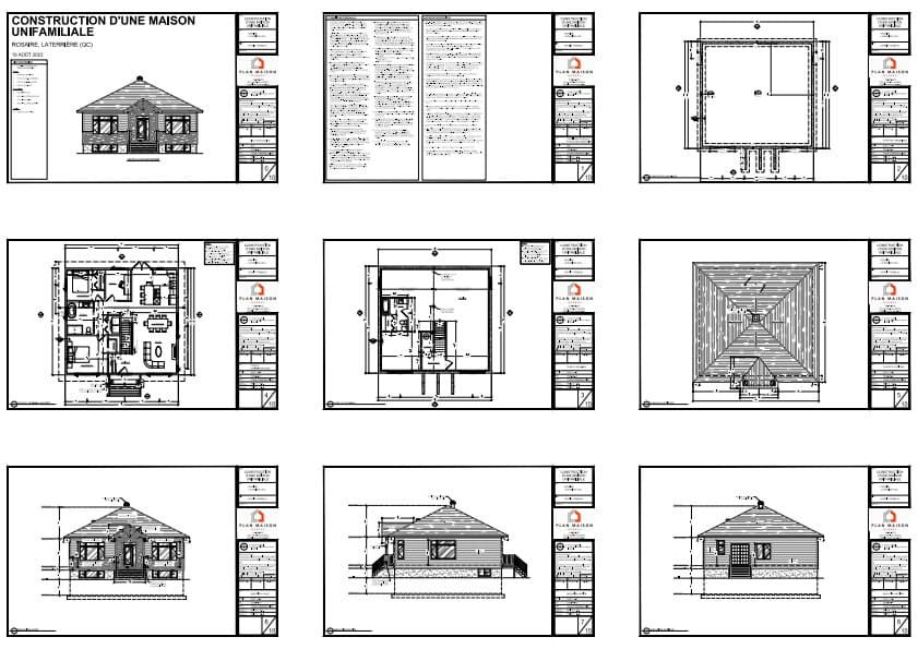 Plans techniques d’une maison plain-pied contemporaine au Québec