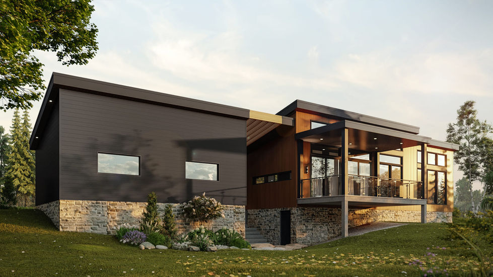 Transformation arrière d'une résidence contemporaine avec agrandissement et garage double