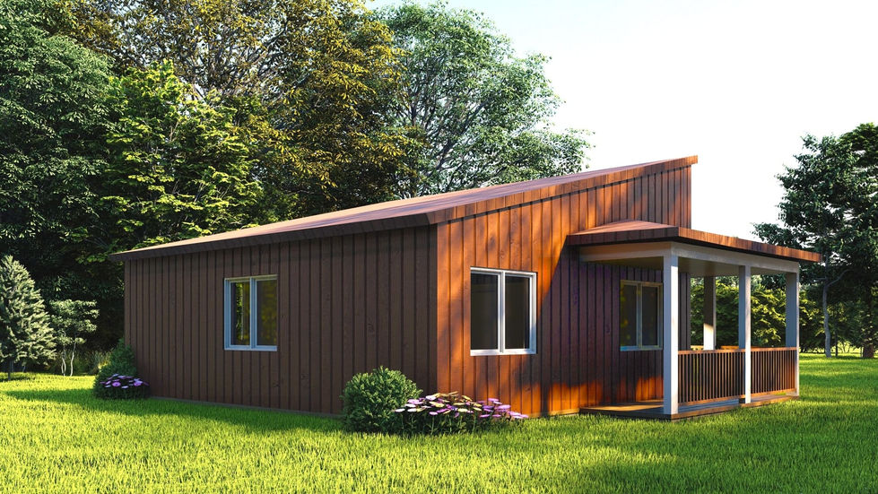 micro chalet design bois toit monopente vue extérieure latérale