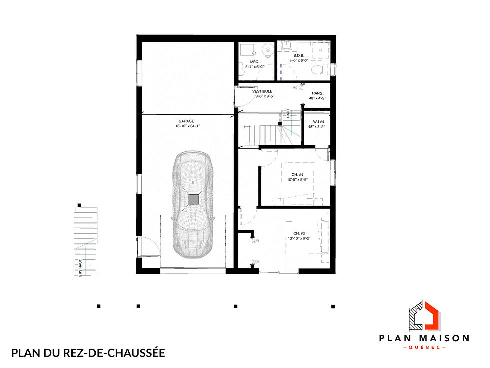 Miniature : Modèle de maison avec garage - Plan du rez-de-chaussée