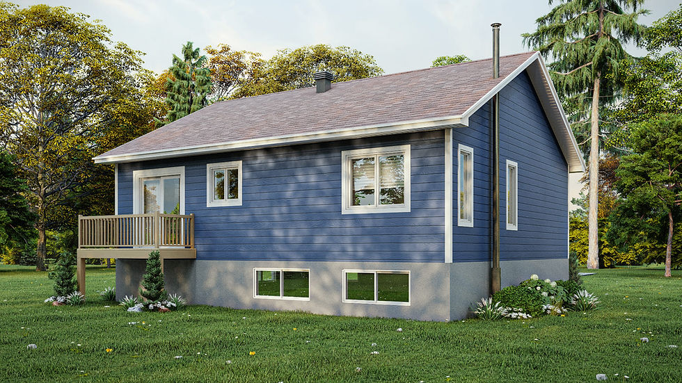 Plan de maison traditionnelle de plain-pied avec sous-sol fini - Extérieur arrière