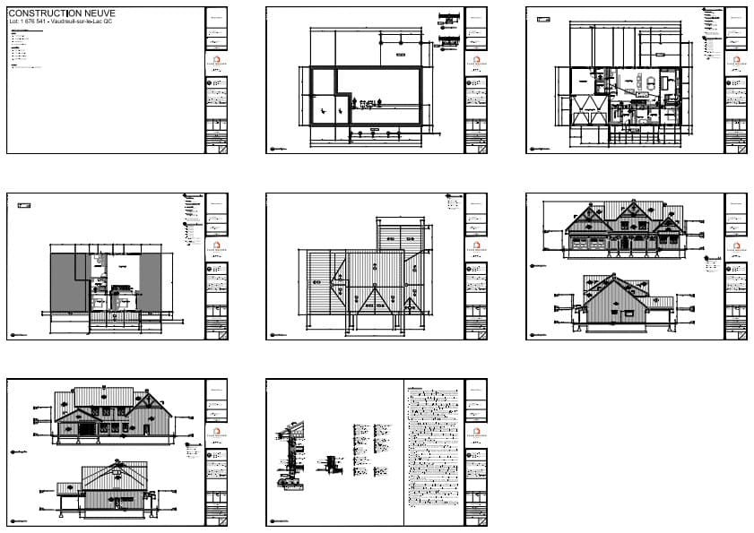 plans techniques maison farmhouse avec garage double et atelier