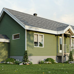 dessin technique de maison champêtre avec sous-sol façade avant toiture deux versants
