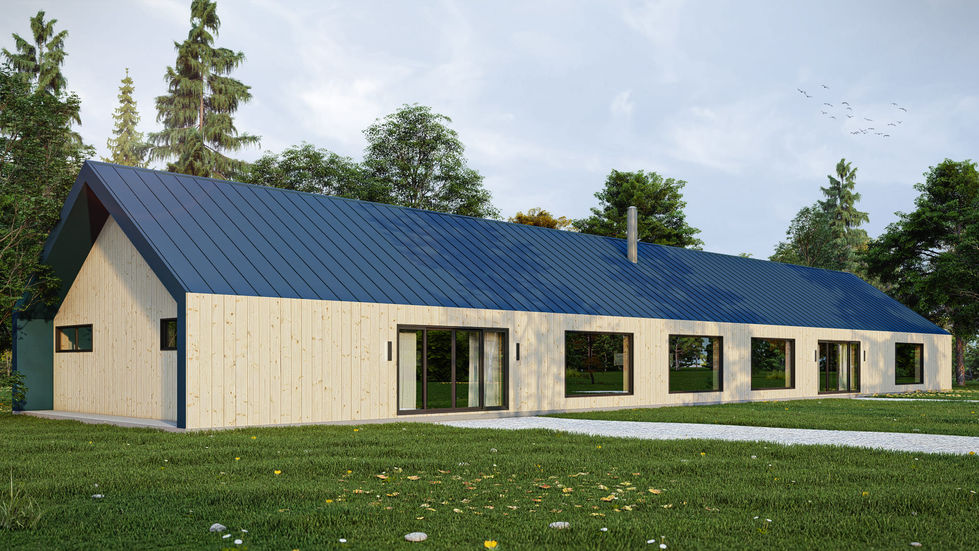 maison contemporaine intégrée paysage volume longitudinal bois