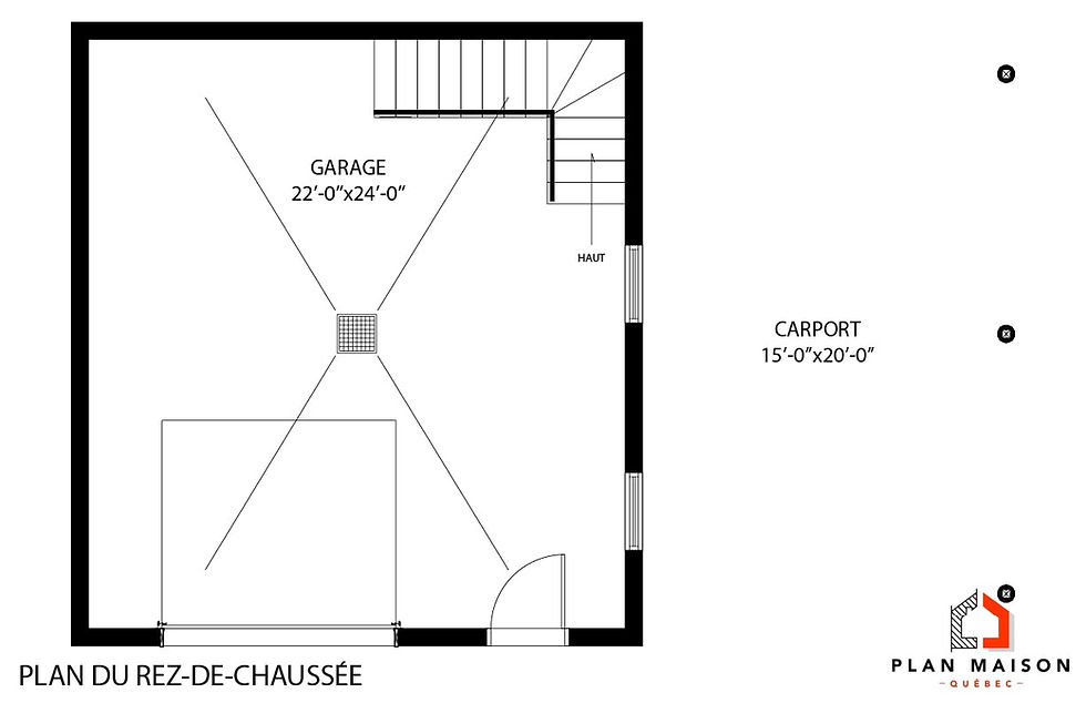 Miniature : Modèle de garage avec carport - Plan du rez-de-chaussée