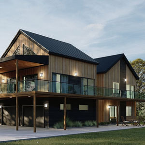 Duplex contemporain en bois avec mezzanine et terrasse moderne