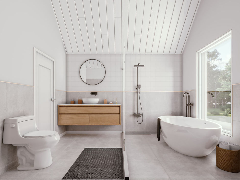 salle de bain design minimaliste baignoire ilot lumiere naturelle