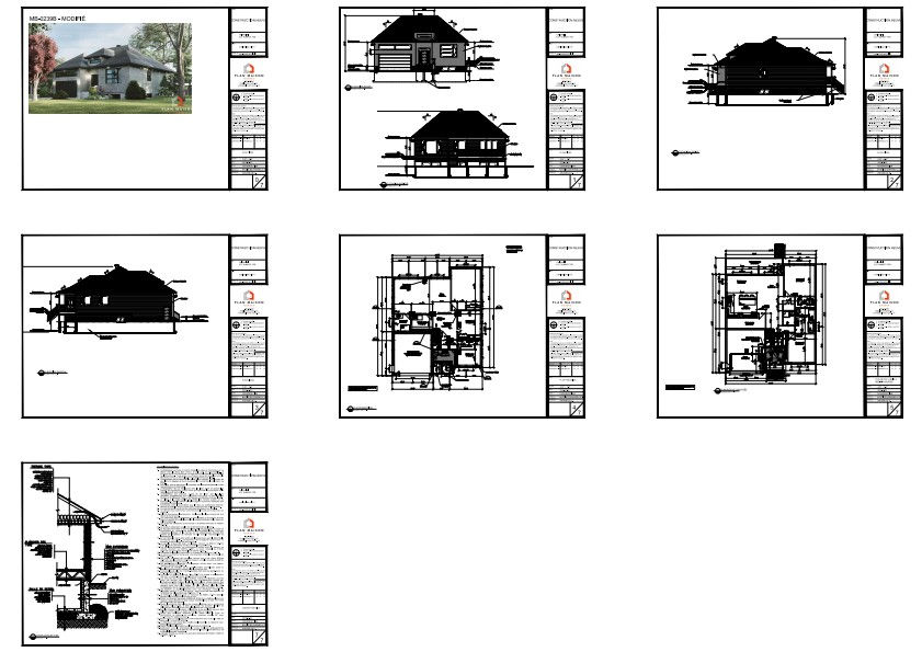 Plans architecturaux des façades avant et arrière d'une résidence contemporaine.