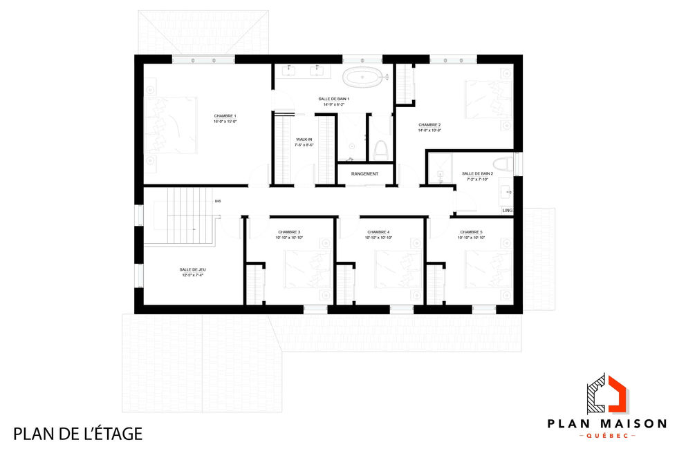 plan etage residence familiale chambres salle de jeux contemporain