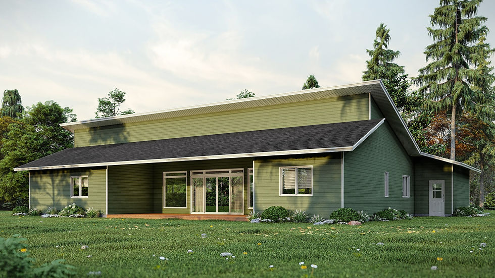 Plan de maison moderne plain-pied - Extérieur arrière