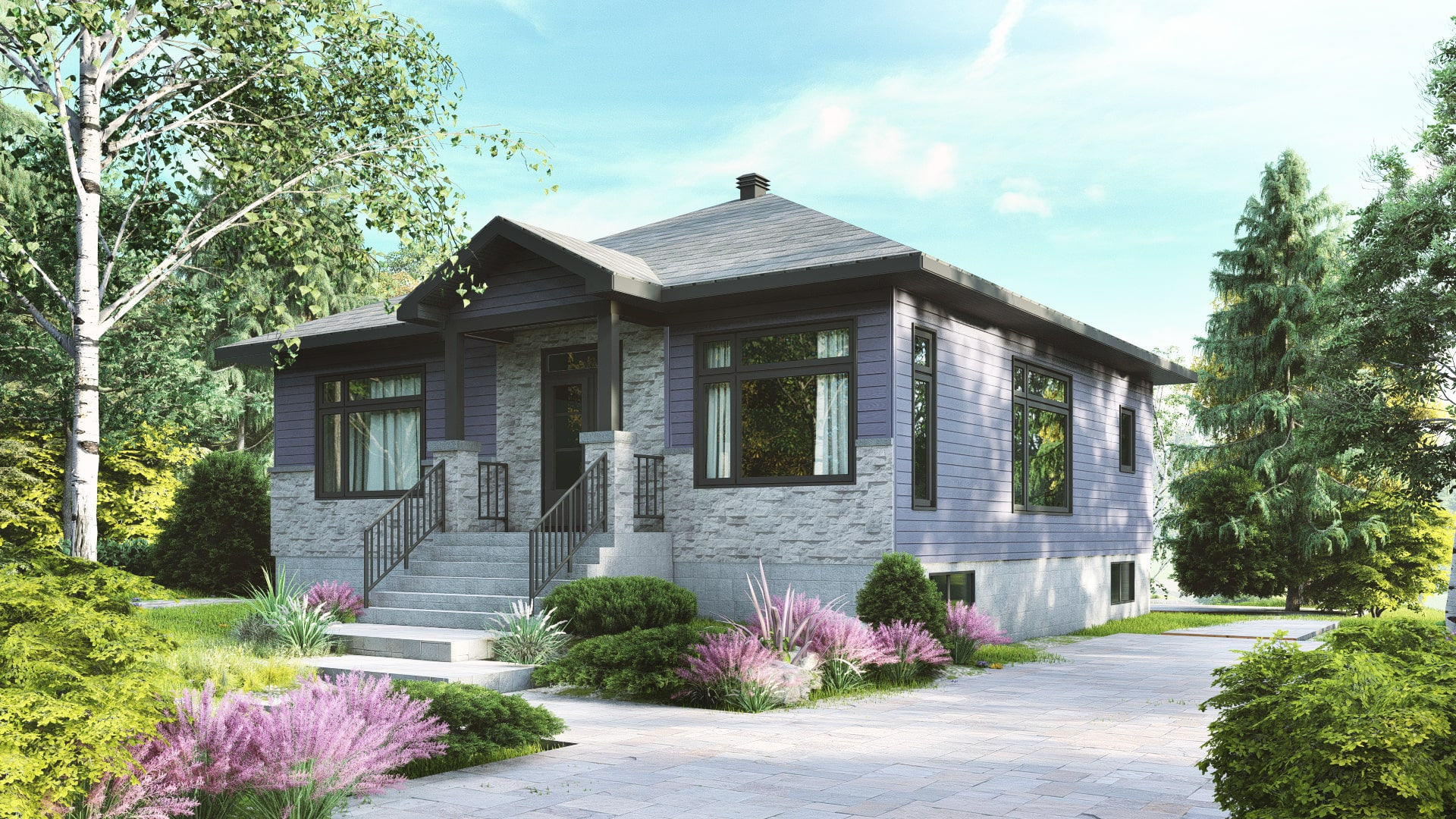 Plan de maison de 3 chambres - Extérieur avant