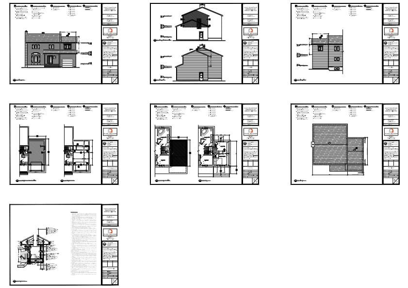 Plans techniques d'un projet d'aménagement d'une suite résidentielle au-dessus d'un garage.