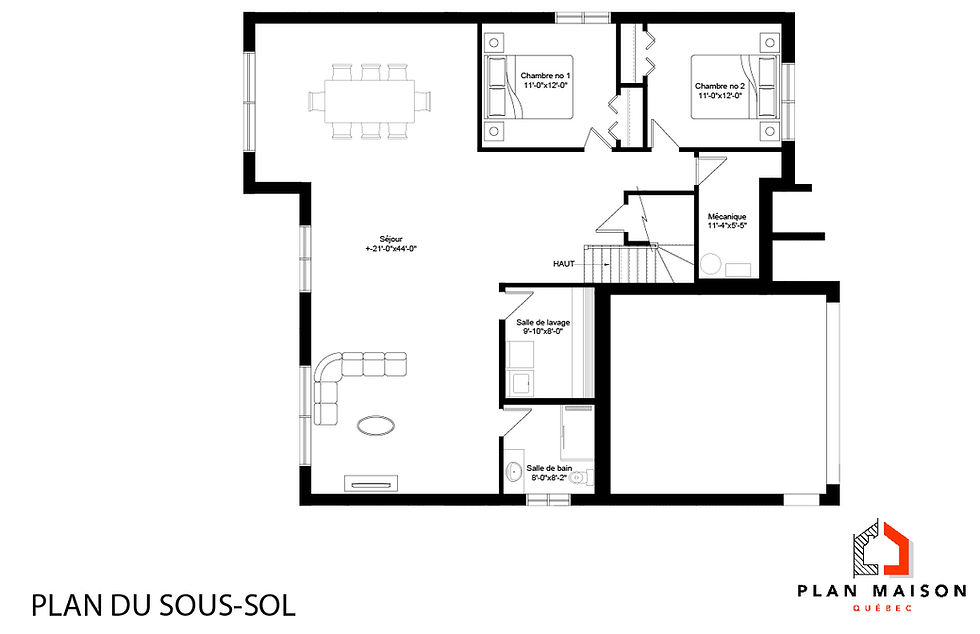 Thumbnail: Modèle de plan de maison de 4 chambres - Plan du sous-sol