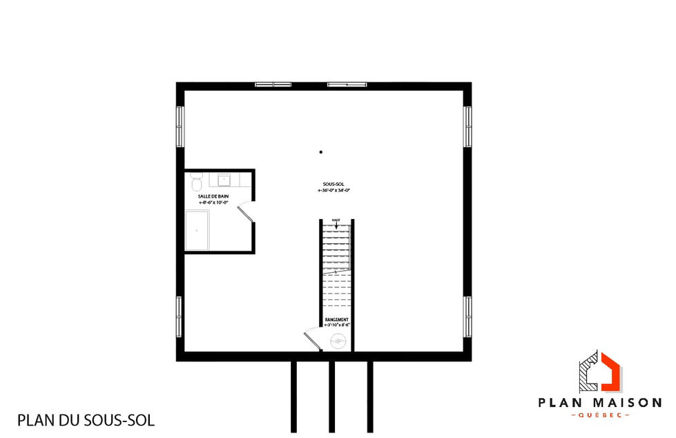 Plan de sous-sol habitable pour bungalow contemporain