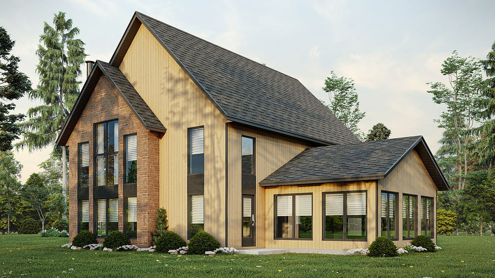 Plan de maison scandinave avec pièce 4 saisons - Extérieur avant